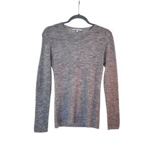 Rue Blanche Gray Baby Alpaca Wool Blend Ribbed Lightweight Sweater Top, Size 8